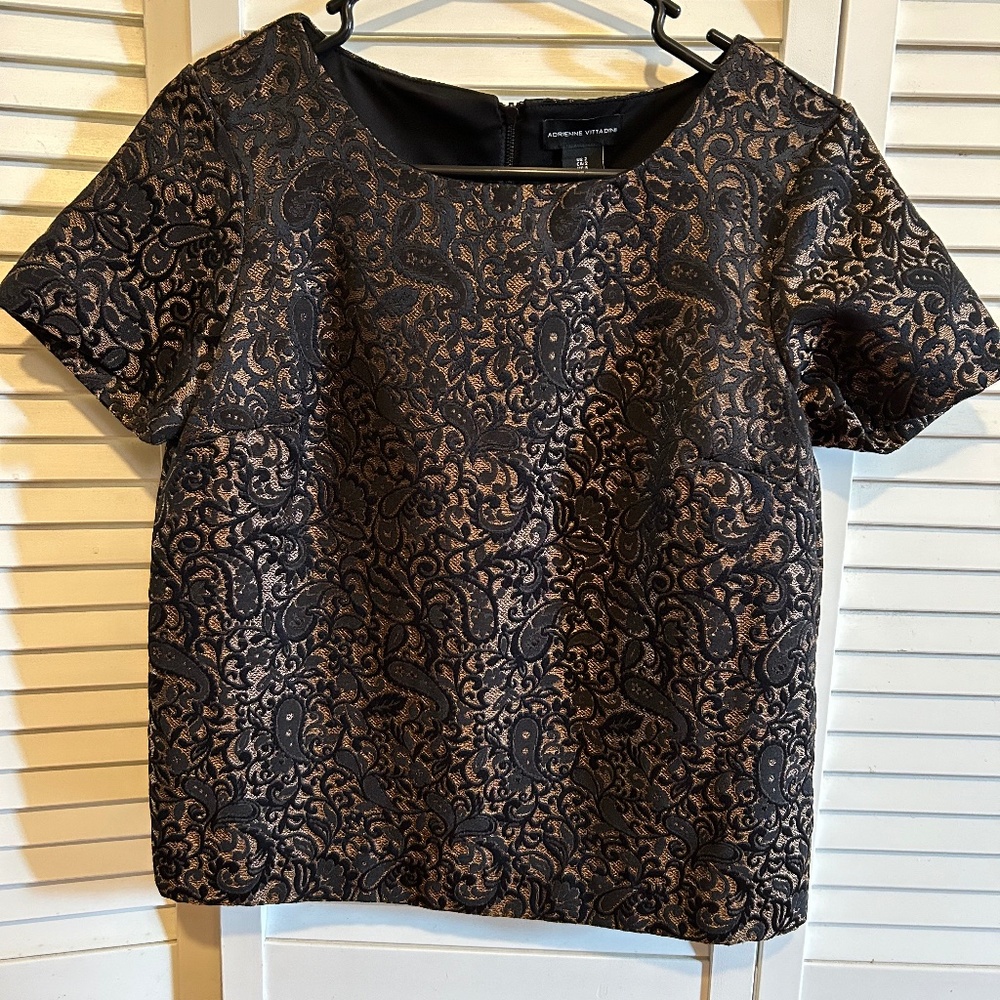 Adrienne Vitadini Paisley Brocade Top